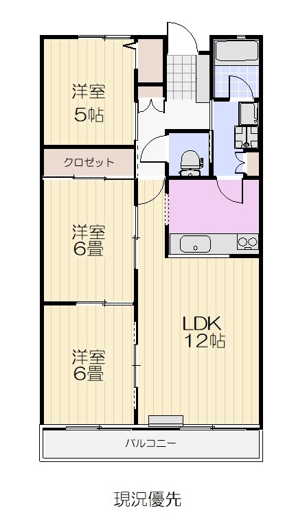 ＪＲ仙山線 北山駅 徒歩4分 5階建 築40年の間取り写真
