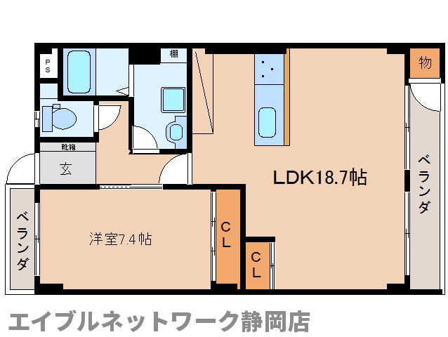 静岡市葵区安東のマンションの間取り