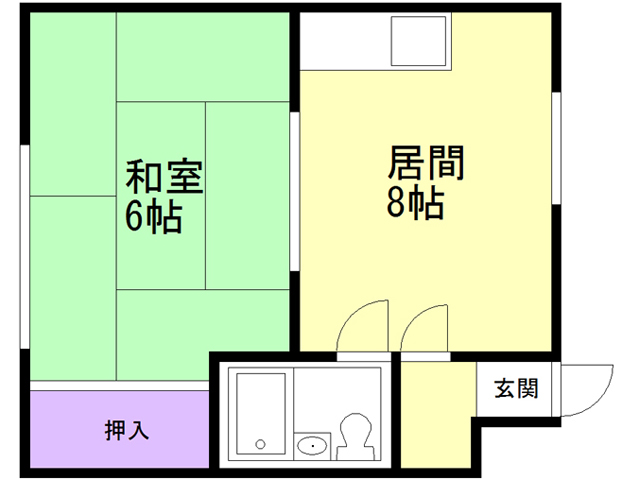 函館市大縄町のアパートの間取り