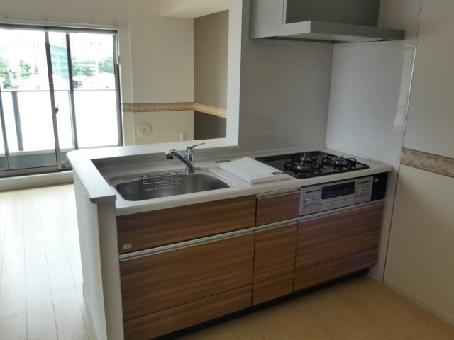キッチン　3口ガスシステムキッチン、経済的な都市ガスです