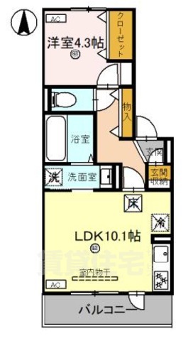 京都市北区上賀茂高縄手町のアパートの間取り