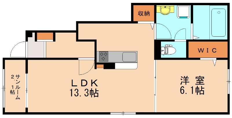 飯塚市目尾のアパートの間取り