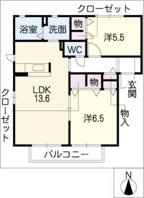 バリュージュ　クレスト　Ｂ棟の間取り