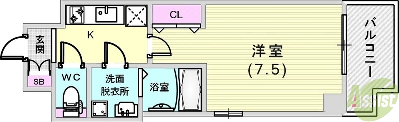 【神戸市中央区花隈町のマンションの間取り】