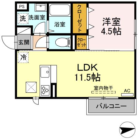 米子市新開のアパートの間取り