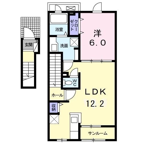 八戸市大字中居林のアパートの間取り