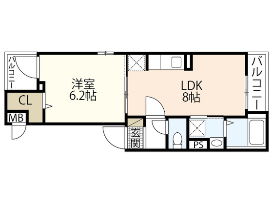 広島市西区観音新町のアパートの間取り