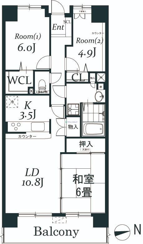 白井市冨士のマンションの間取り