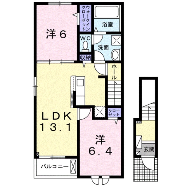 和歌山市西浜のアパートの間取り