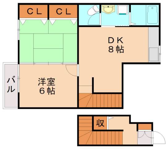 北九州市八幡西区木屋瀬のアパートの間取り