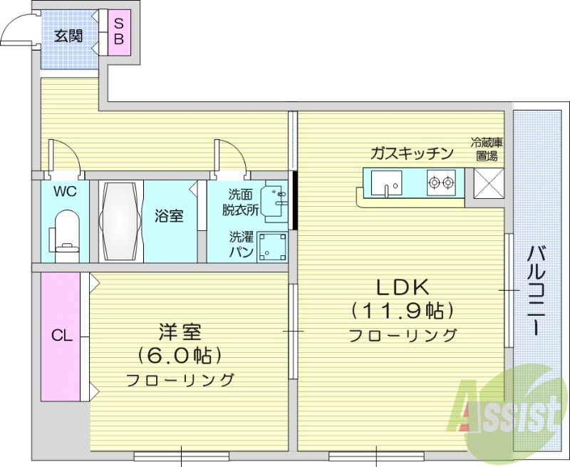 【仙台市宮城野区高砂のマンションの間取り】