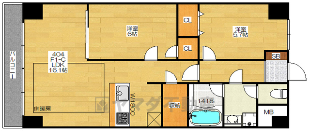 吹田市尺谷のマンションの間取り