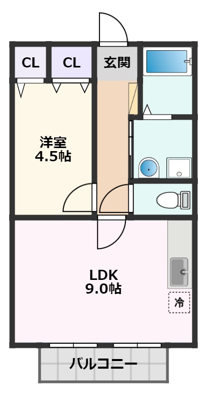 摂津市千里丘東のアパートの間取り