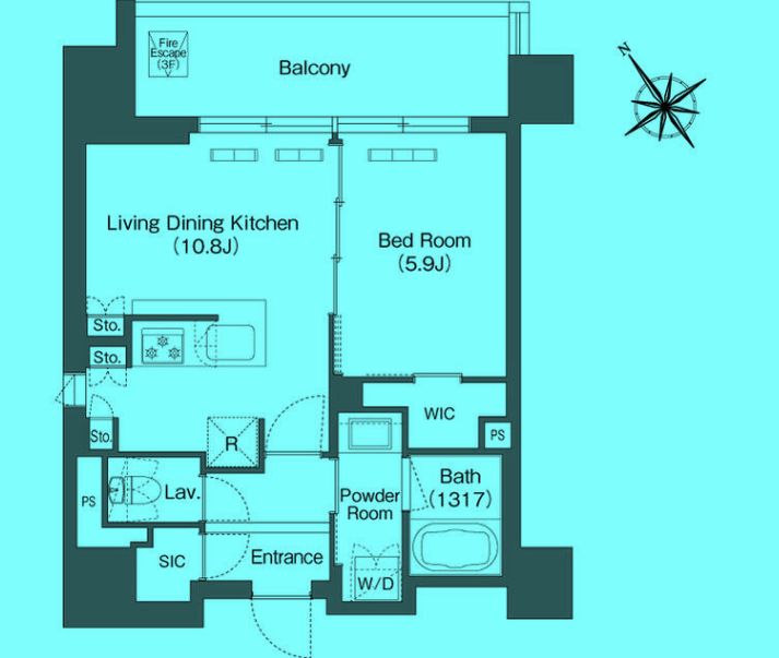 港区芝浦のマンションの間取り