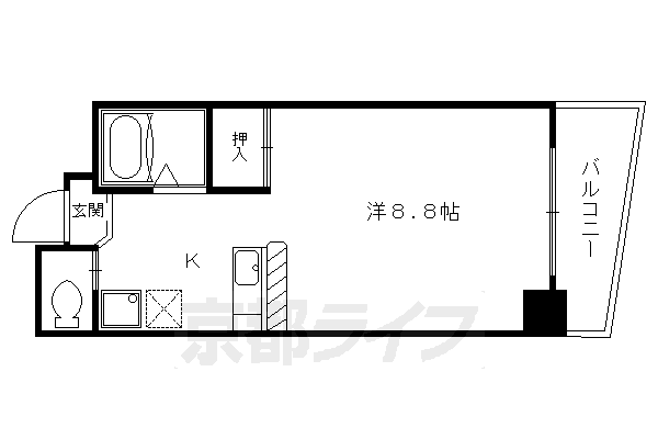 京都市左京区高野玉岡町のマンションの間取り