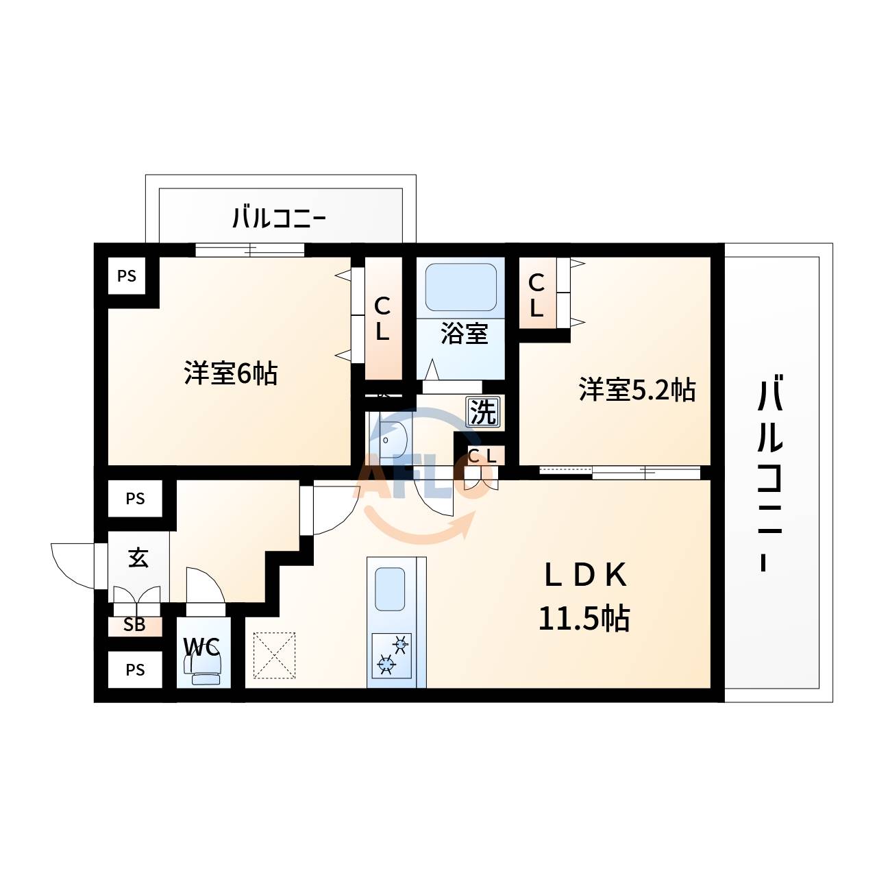 大阪市港区波除のマンションの間取り