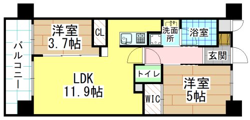 北九州市若松区童子丸のマンションの間取り