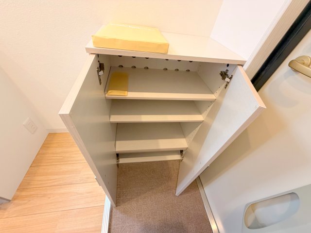 収納　大きいシューズボックスは靴がいっぱい入れれますね。