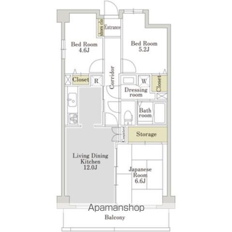 ＪＲ東海道本線 横浜駅 バス乗車時間：19分 最寄りバス停で下車 徒歩7分 7階建 築33年の間取り写真