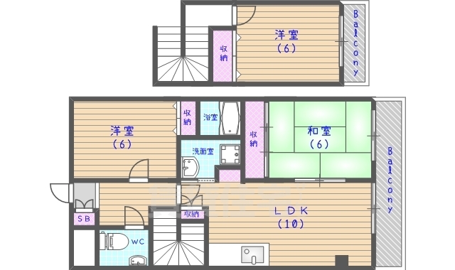 京都市西京区樫原芋峠のマンションの間取り