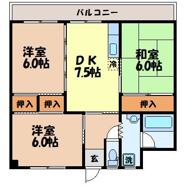 スカイハイツ上戸町の間取り