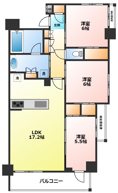 小田原市栄町のマンションの間取り