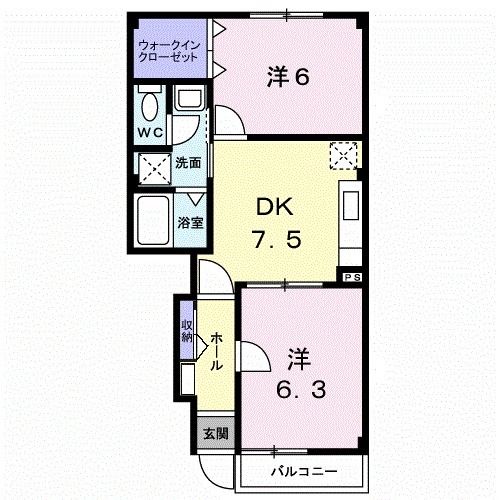 高松市檀紙町のアパートの間取り