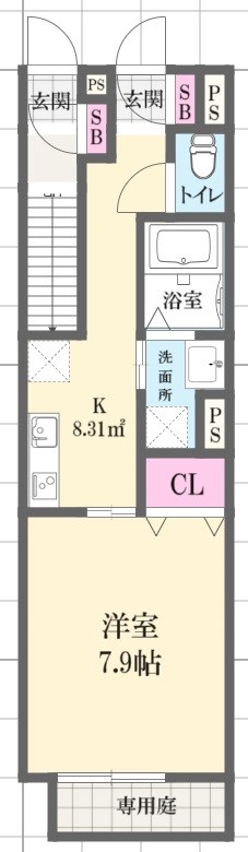 【姫路市広畑区東新町のアパートの間取り】