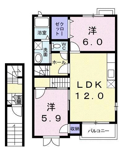 山口市宝町のアパートの間取り