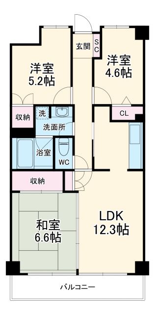 神奈川県横浜市鶴見区下末吉６（マンション）の賃貸物件の間取り