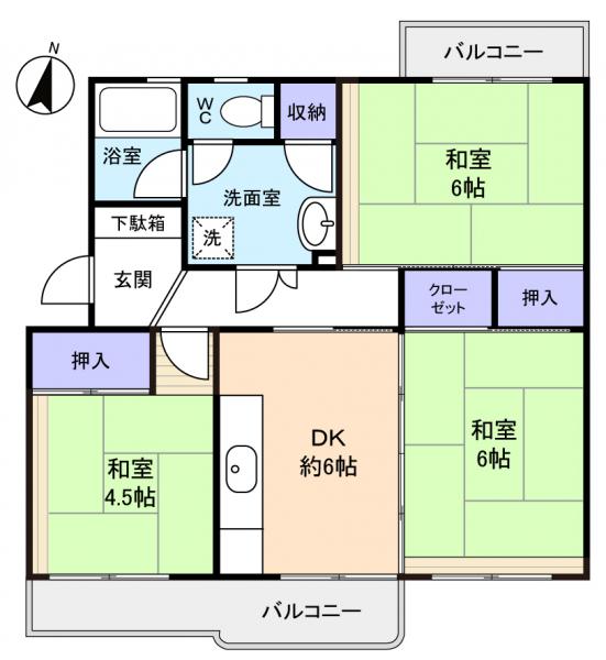 村上団地１街区６号棟の間取り