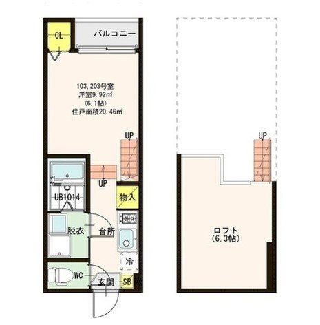 福岡市東区和白のアパートの間取り