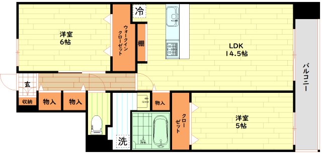 大阪市中央区日本橋のマンションの間取り