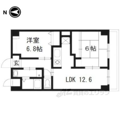 京都市南区吉祥院東前田町のマンションの間取り