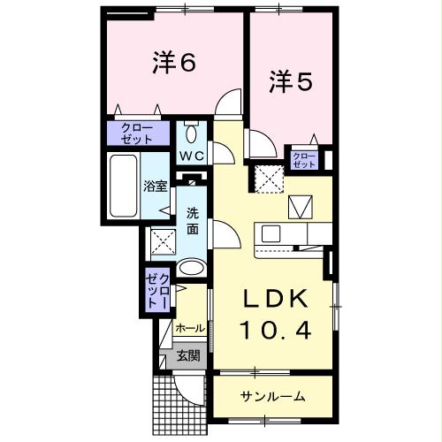 阿蘇市竹原のアパートの間取り