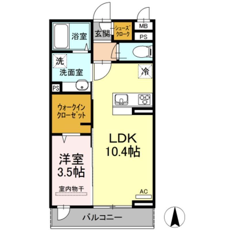 仙台市若林区新寺のアパートの間取り