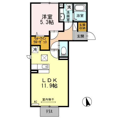 出雲市中野町のアパートの間取り