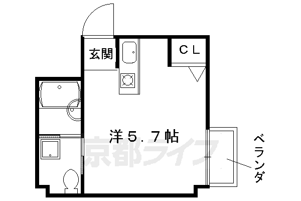 京都市下京区四本松町のマンションの間取り