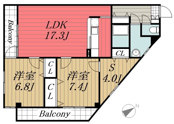 千葉市稲毛区稲毛のマンションの間取り