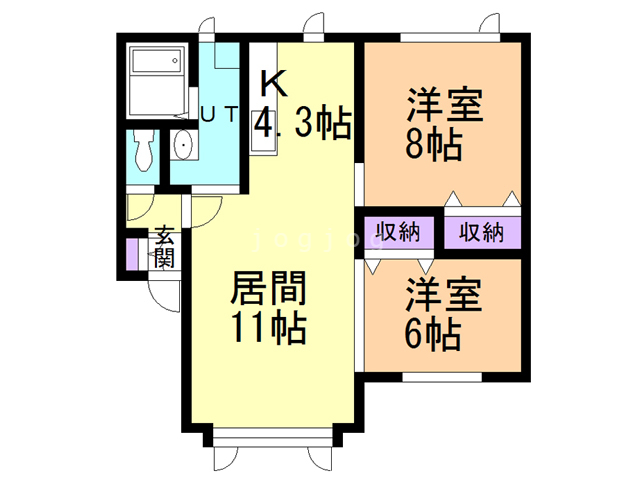 釧路市鳥取北のアパートの間取り