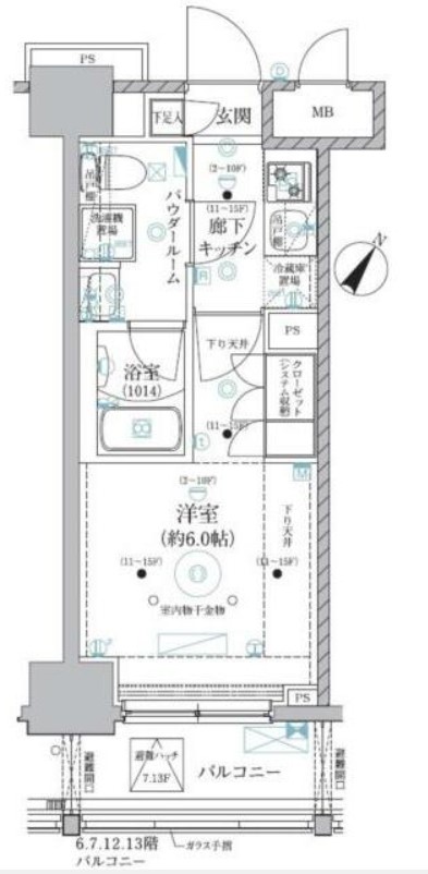 【川崎市川崎区小川町のマンションの間取り】