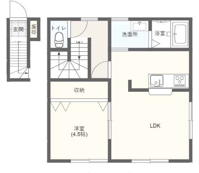 郡山市並木のアパートの間取り