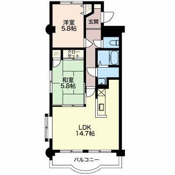 四日市市石塚町のマンションの間取り