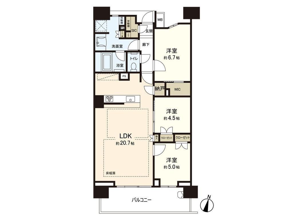 福岡市中央区桜坂のマンションの間取り