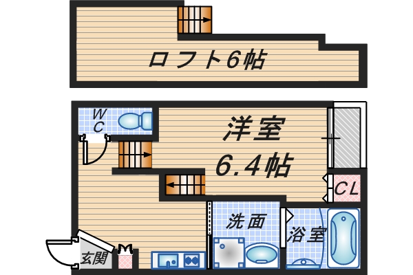 豊中市浜のアパートの間取り