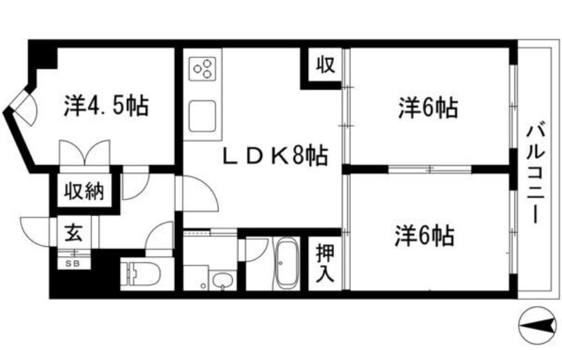 名古屋市中区金山のマンションの間取り