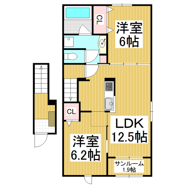 大町市大町のアパートの間取り