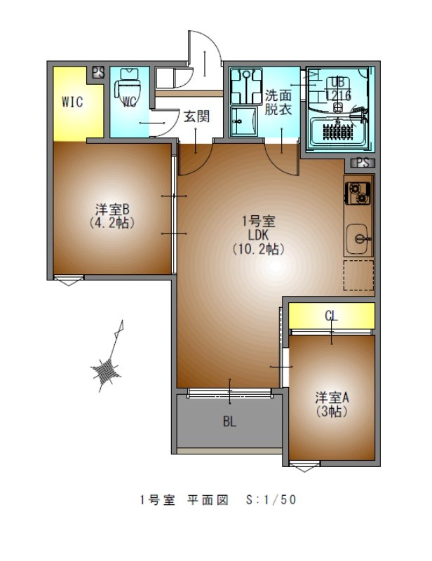 名古屋市南区観音町のアパートの間取り