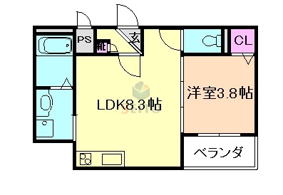 大阪市淀川区田川のアパートの間取り