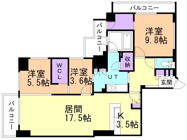 北広島市中央のマンションの間取り